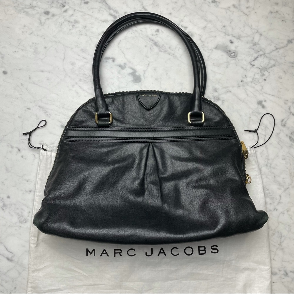 Marc Jacobs Black Leather Round Bowler Handbag